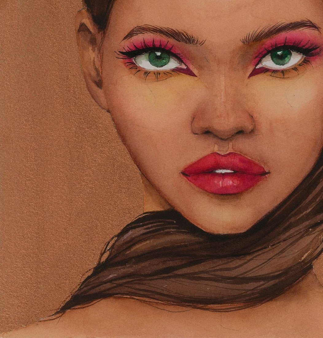 Watercolor painting Lady in gold Victoria Kagalovska - 5