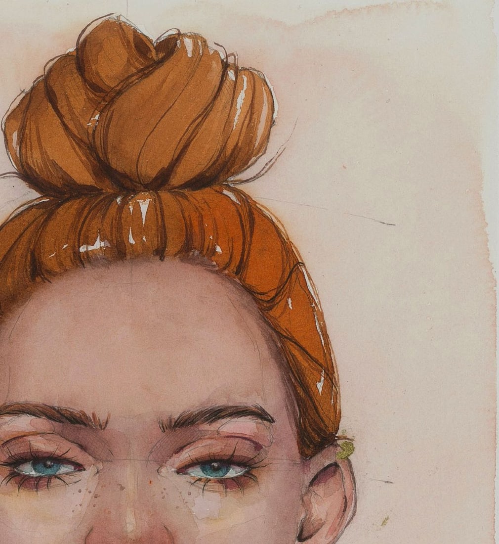 Watercolor painting Gaze girl Victoria Kagalovska - 5