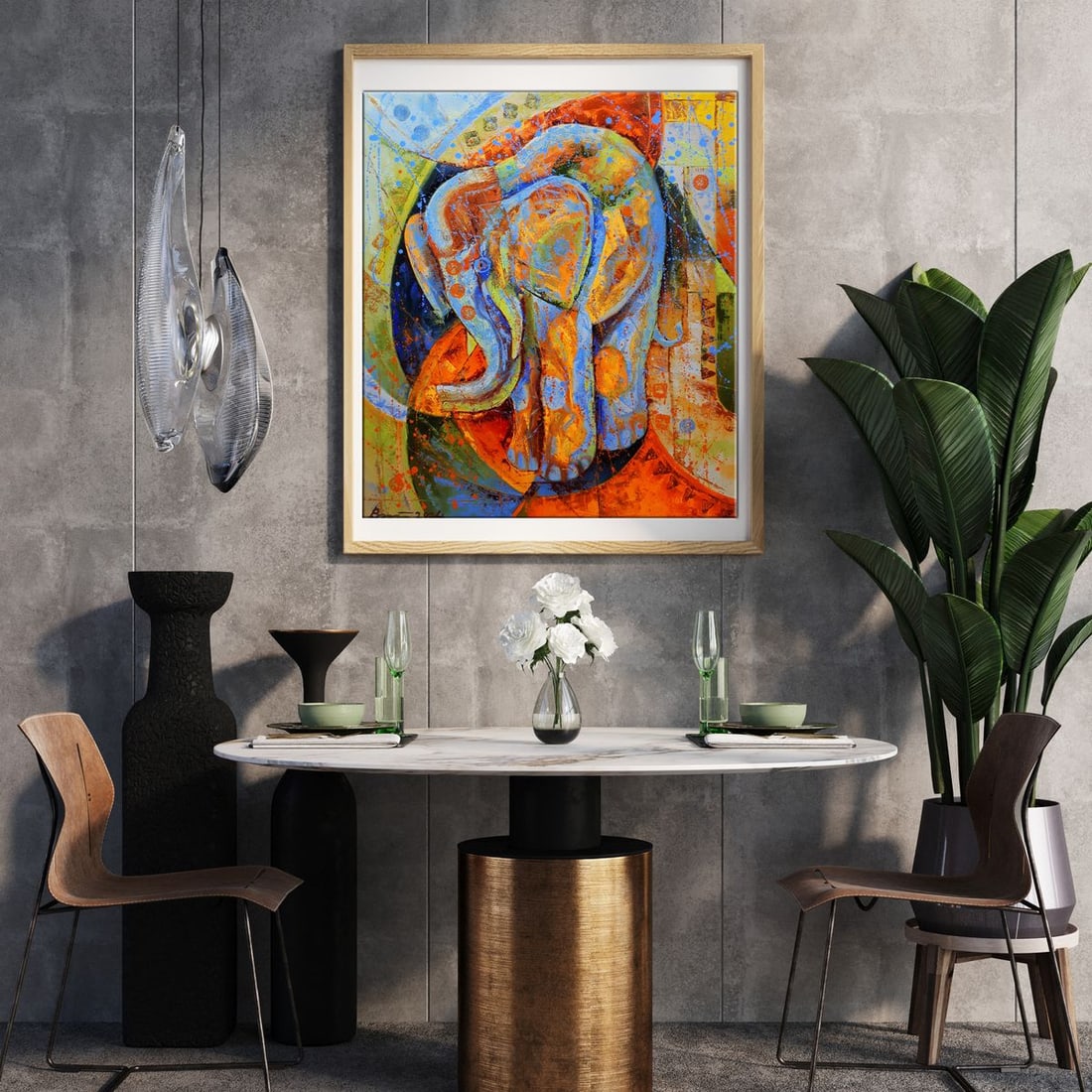 Oil painting Blue Elephant Sergey Voichenko - 3