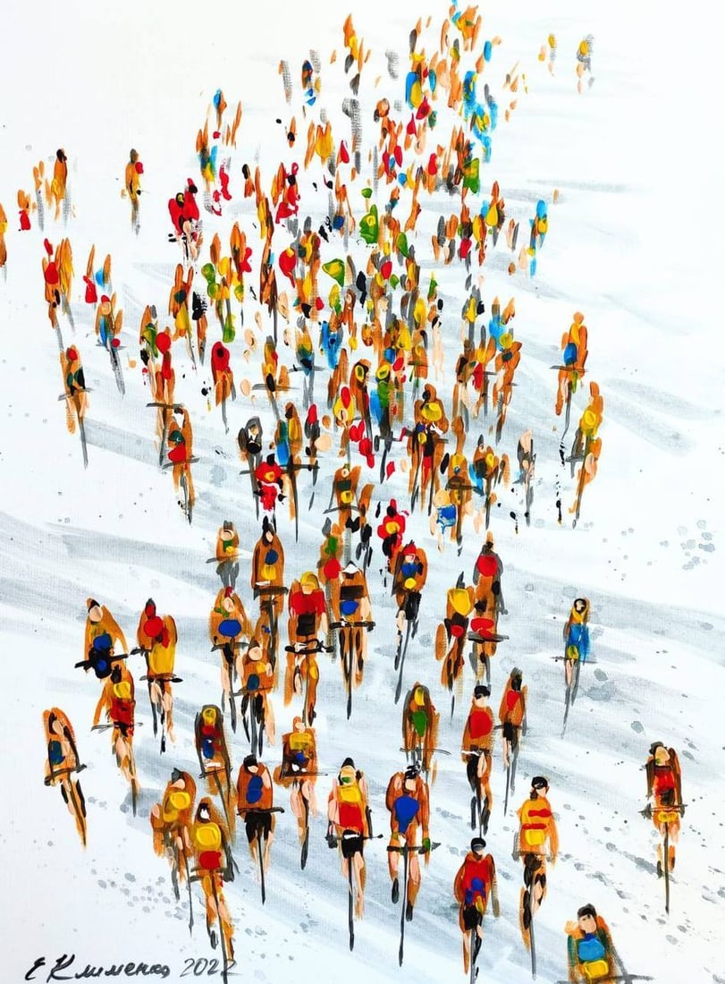 Acrylic painting Tour de France Elena Klimenko: Title: Acrylic painting Tour de France Elena Klimenko Description: No. Klim 1 *** ABOUT THIS PAINTING *** * TITLE: "Tour de France" * ARTISTS: Elena Klimenko* SIZE: 80x60 cm/'31.49x23.62 inches' * MED