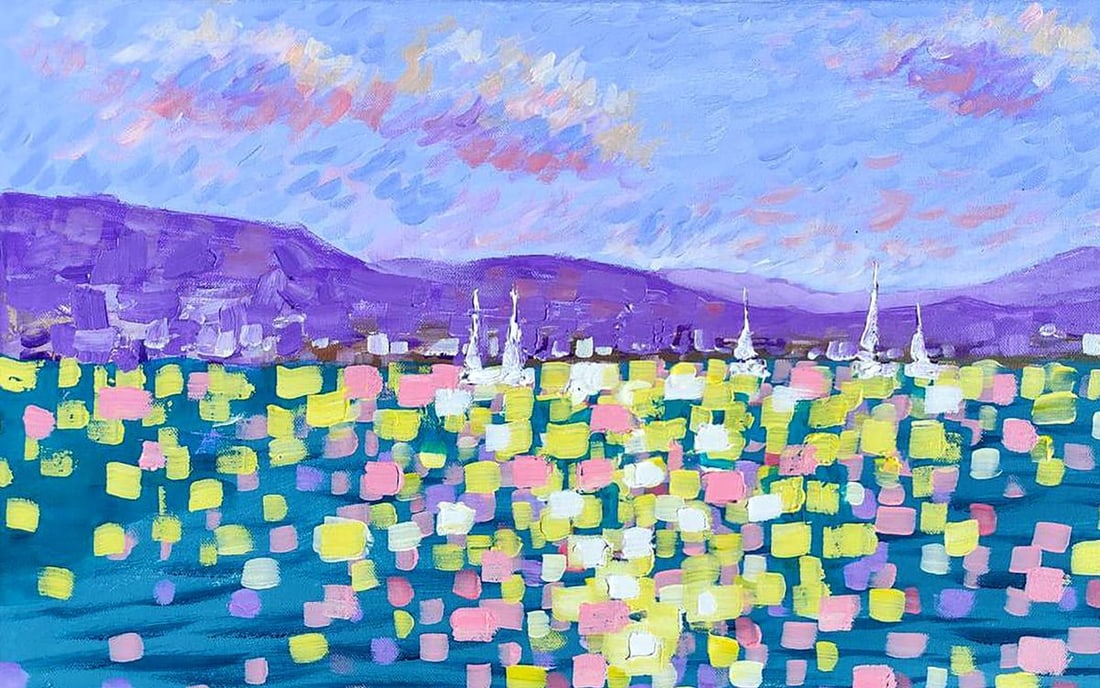 Acrylic painting Cote d'Azur Elena Klimenko - 2