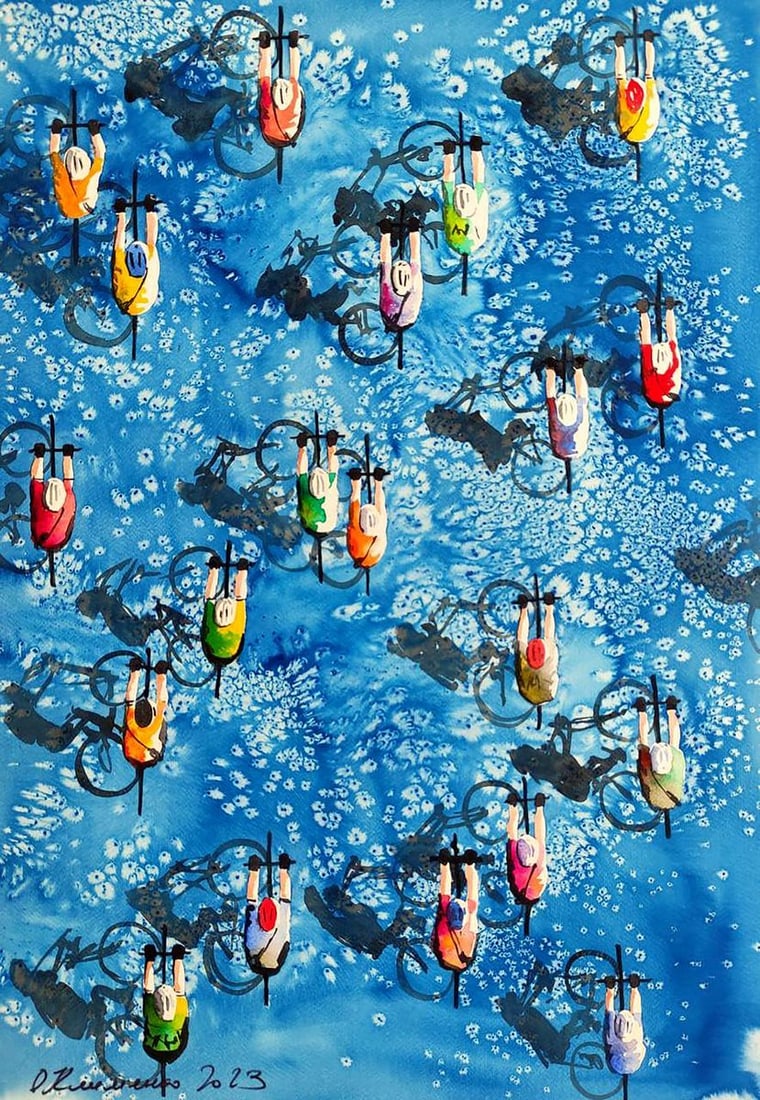 Watercolor painting Marathon Elena Klimenko: Title: Watercolor painting Marathon Elena Klimenko Description: No. Klim 10 *** ABOUT THIS PAINTING *** * TITLE: "Marathon" * ARTISTS: Elena Klimenko* SIZE: 70x50 cm/'27.55x19.68 inches' * MEDIUM: wat