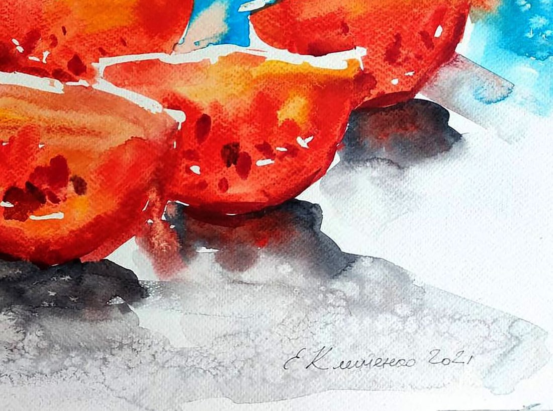 Watercolor painting Tomatoes Elena Klimenko - 5