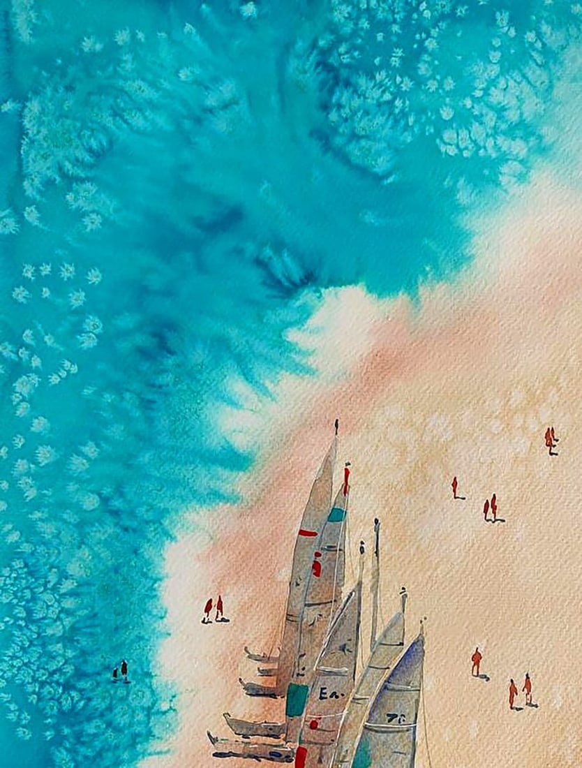 Watercolor painting Sunny beach Elena Klimenko - 2