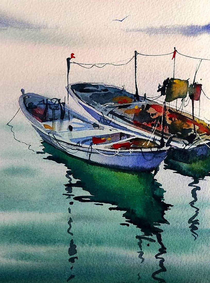 Watercolor painting Twilight Elena Klimenko - 5