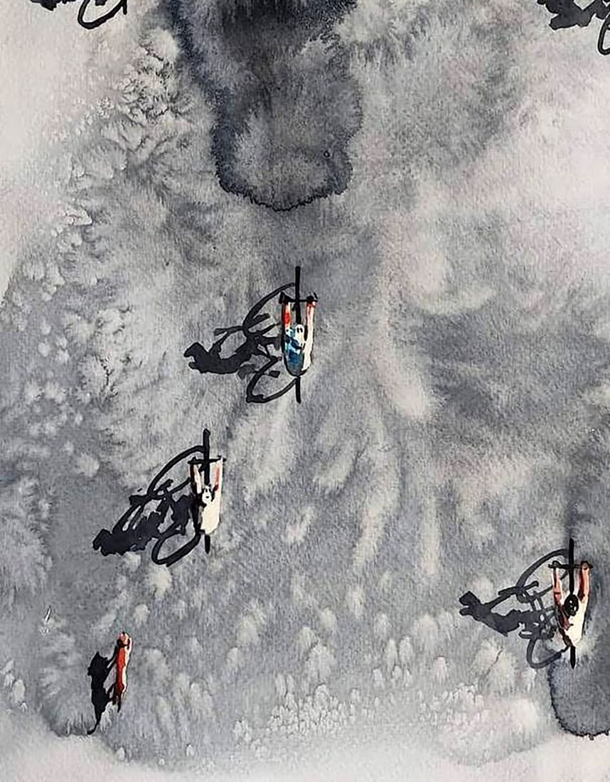 Watercolor painting Morning bike Elena Klimenko - 4