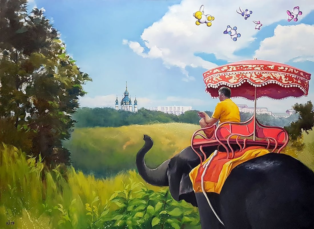 Oil painting I've never ridden an elephant Igor Konovalov: Title: Oil painting I've never ridden an elephant Igor Konovalov Description: No. Kon 81 *** ABOUT THIS PAINTING *** * TITLE: "I've never ridden an elephant" * ARTISTS: Igor Konovalov* SIZE: 135x185 c