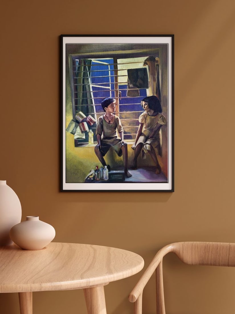 Oil painting Children and impoverished India Yulia Lihina - 2