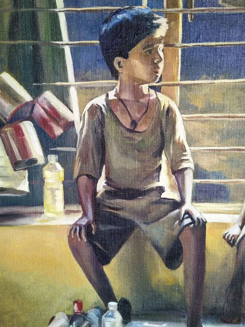 Oil painting Children and impoverished India Yulia Lihina - 4