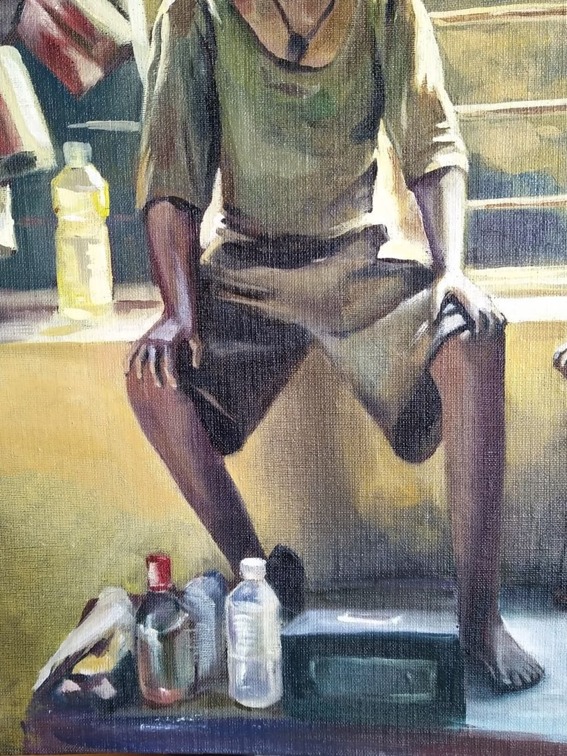 Oil painting Children and impoverished India Yulia Lihina - 6