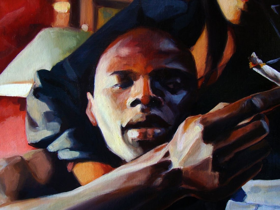 Oil painting Smoke and enjoy Yulia Lihina - 6