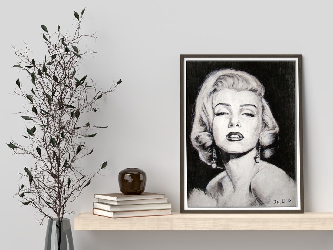 Coal painting Mystery Monroe Yulia Lihina - 2