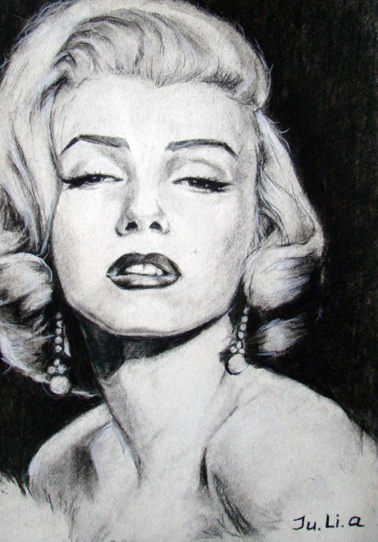 Coal painting Mystery Monroe Yulia Lihina - 6