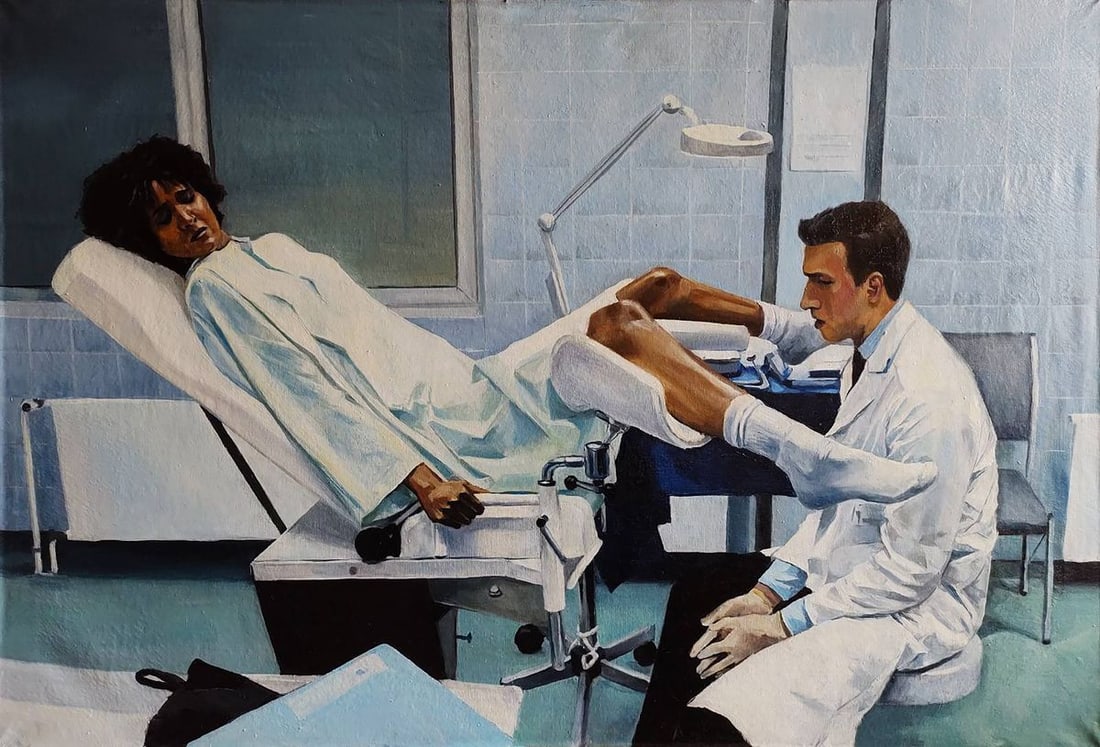 Oil painting Terrible rites in Somalia Yulia Lihina: Title: Oil painting Terrible rites in Somalia Yulia Lihina Description: No. Lih 33The painting titled "Terrible rites in Somalia" is a powerful and haunting representation of the grim reality faced by