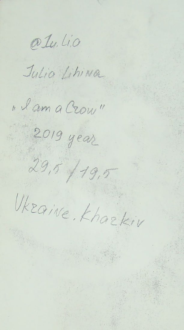 Coal painting I am Crow Yulia Lihina - 6