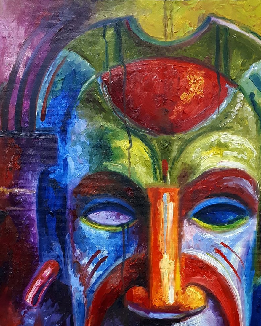 Oil painting A colorful mask of a tribal shaman Sergey Voichenko - 4