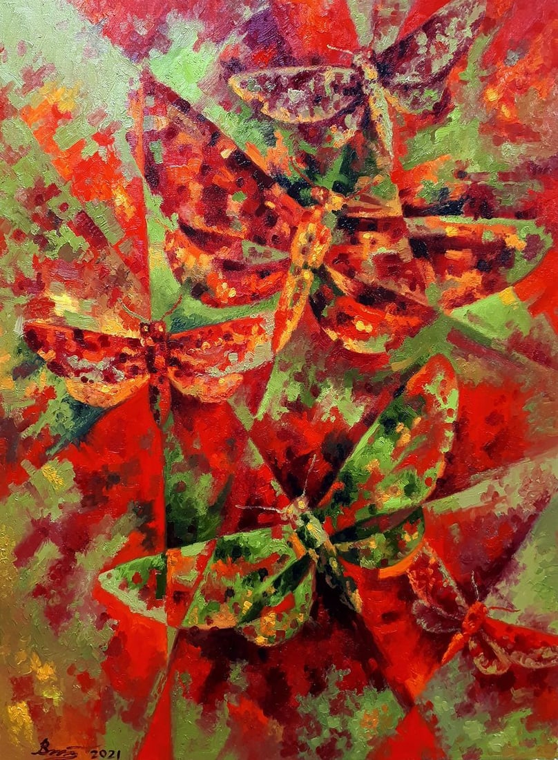 Oil painting Flight vector Sergey Voichenko: Title: Oil painting Flight vector Sergey Voichenko Description: No. Voich 35"Flight Vector" is an abstract oil painting that exudes a sense of dynamic movement and vivid vitality, drawing the viewer's