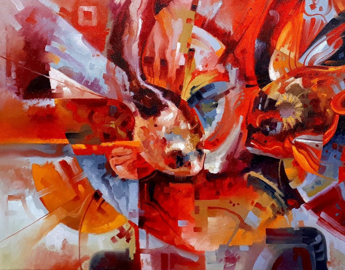 Oil painting Goldfish in a round aquarium Sergey Voichenko - 6