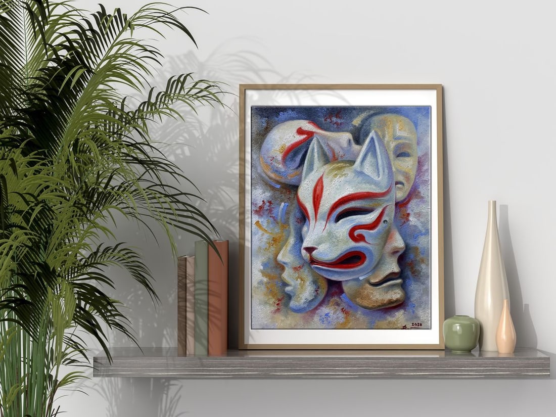 Oil painting Kitsune Japanese fox Sergey Voichenko - 2