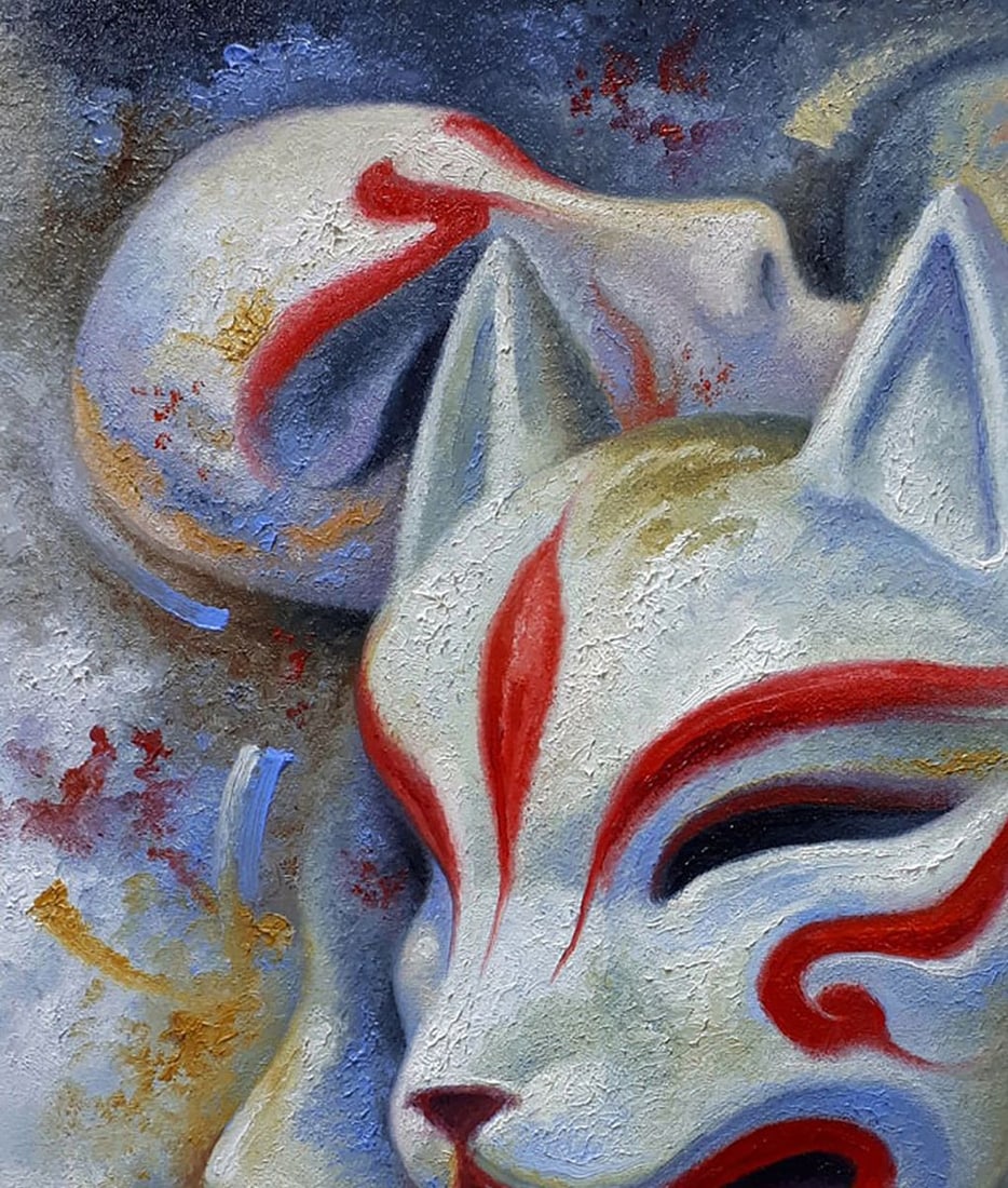 Oil painting Kitsune Japanese fox Sergey Voichenko - 4