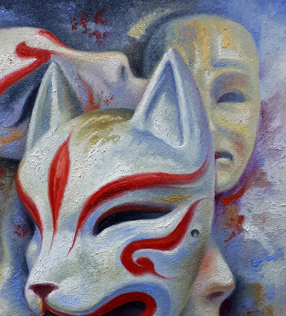 Oil painting Kitsune Japanese fox Sergey Voichenko - 5