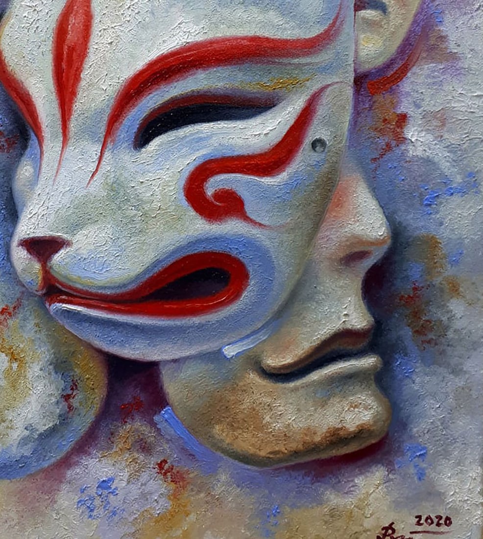 Oil painting Kitsune Japanese fox Sergey Voichenko - 7