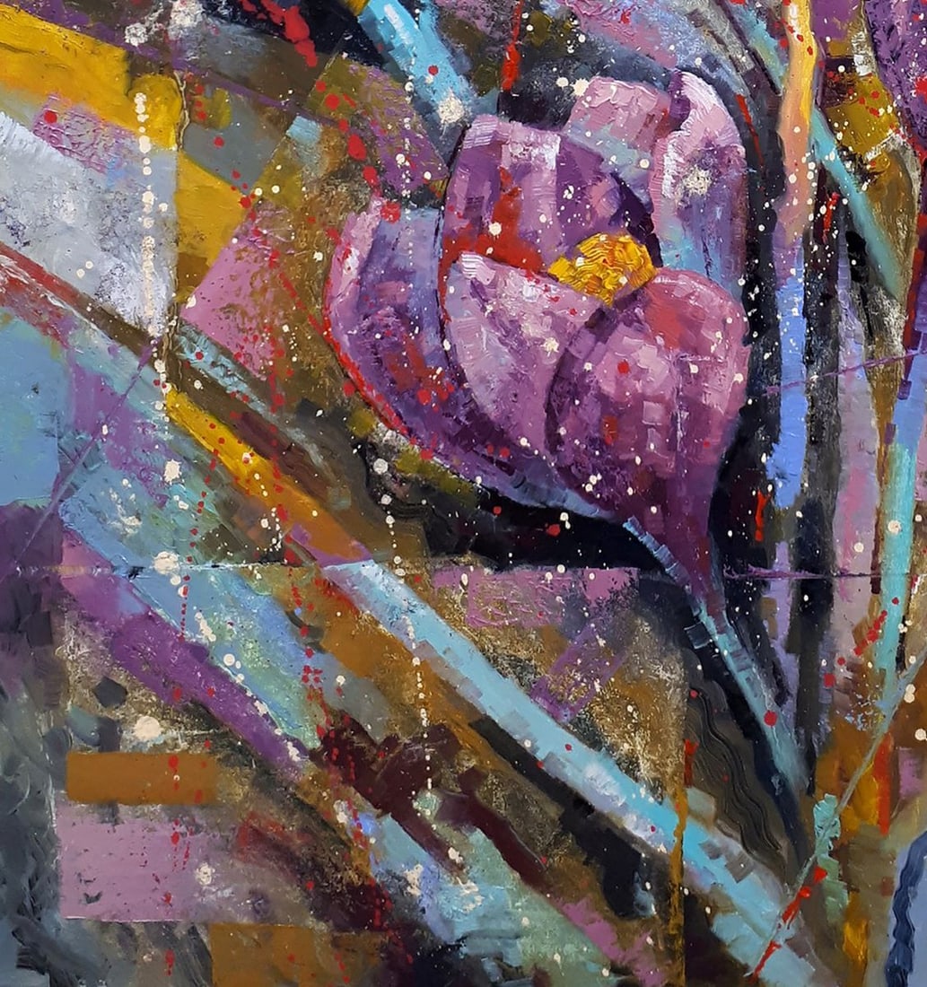 Oil painting Crocuses in March Sergey Voichenko - 6