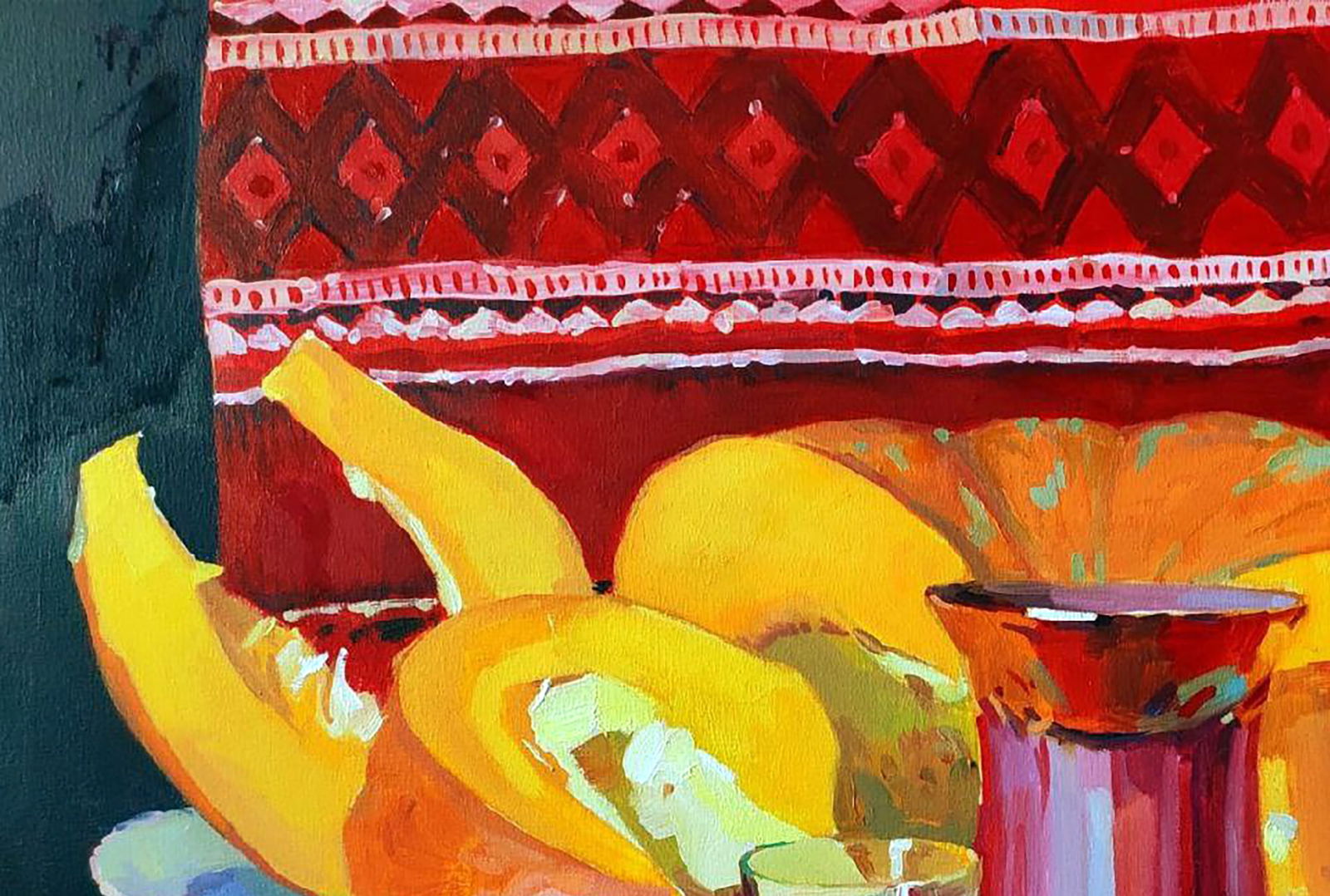 Oil painting Still life with pumpkin and drink Anastasia Yaroshevich - 2