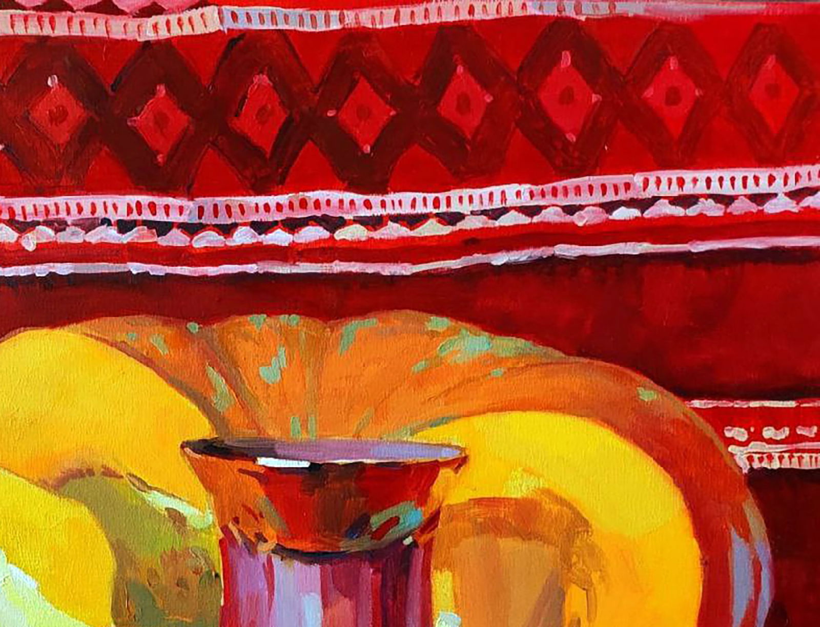 Oil painting Still life with pumpkin and drink Anastasia Yaroshevich - 3