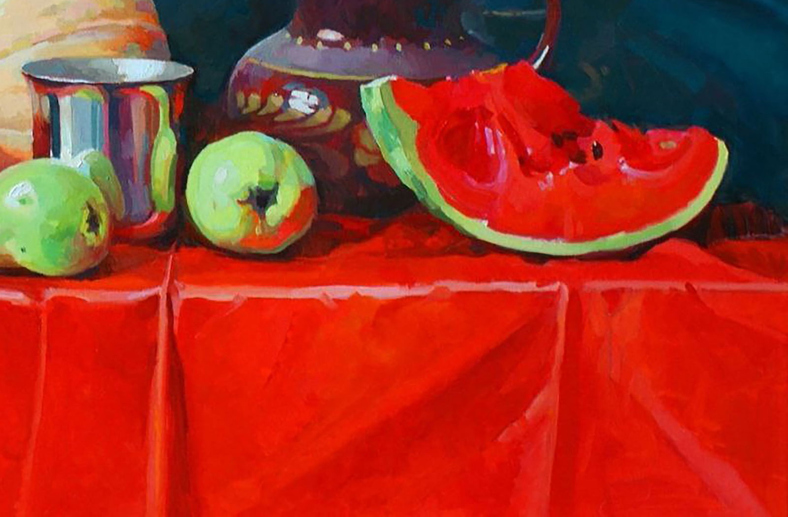 Oil painting Still life with pumpkin and watermelon Anastasia Yaroshevich - 5