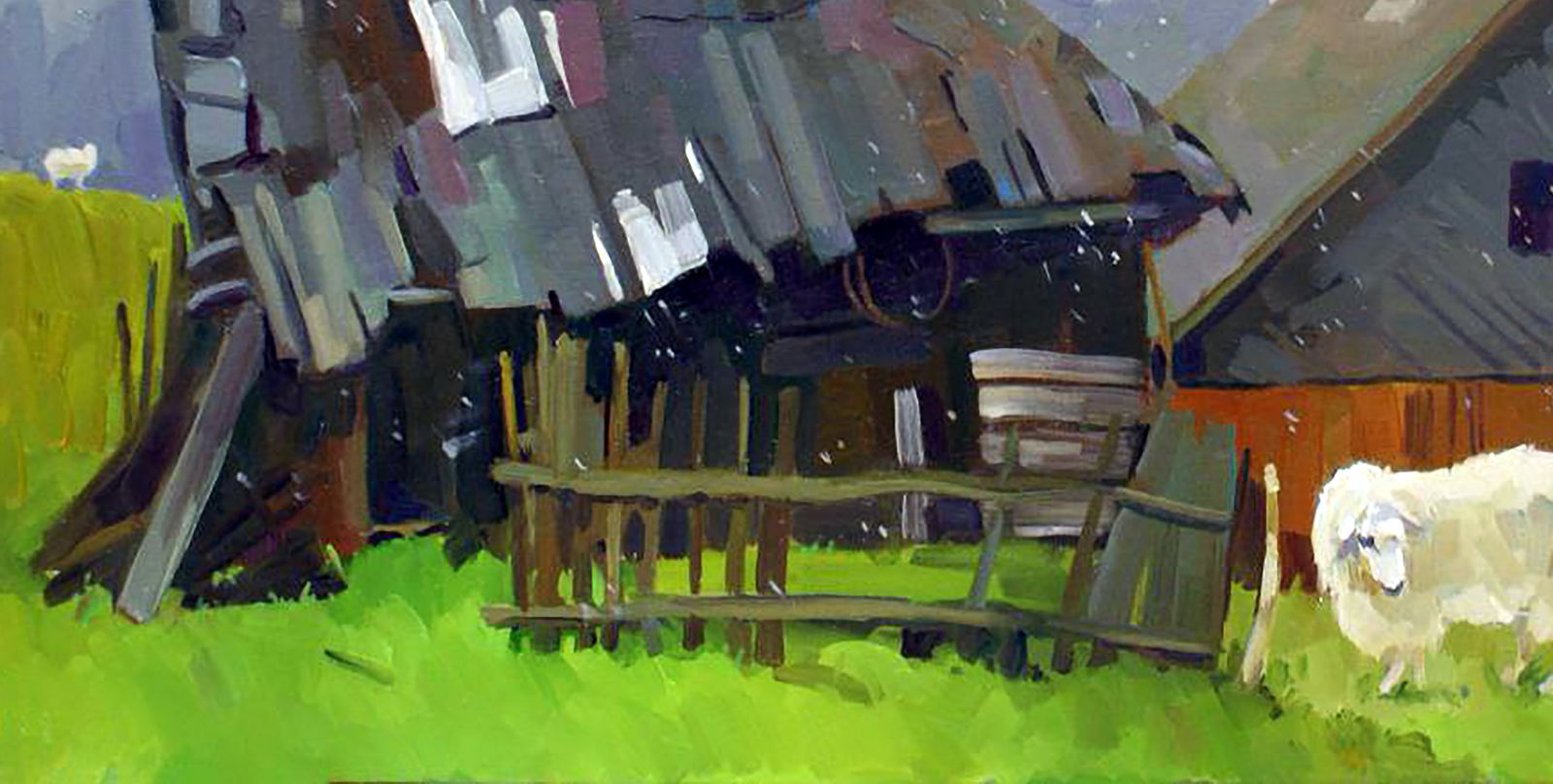 Oil painting First snow Anastasia Yaroshevich - 4