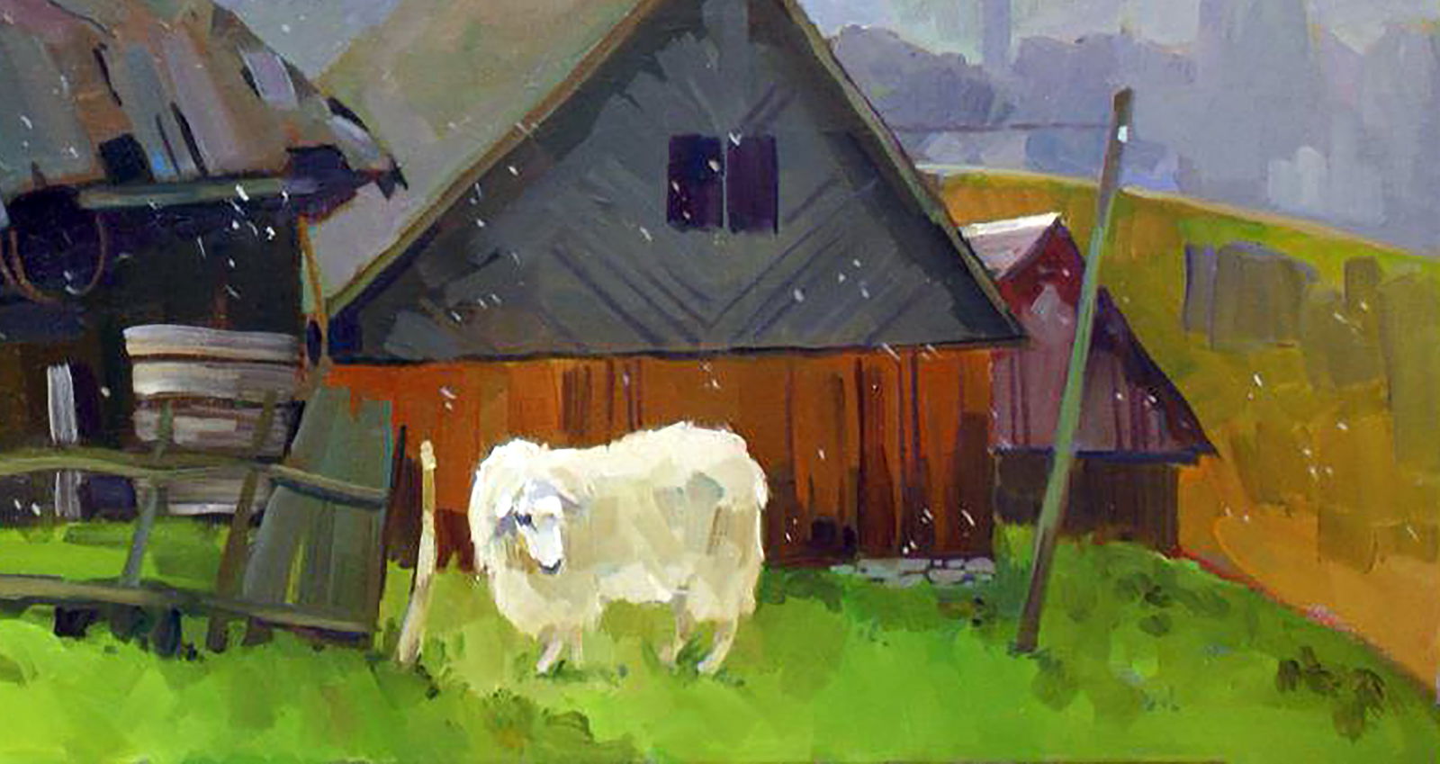 Oil painting First snow Anastasia Yaroshevich - 5