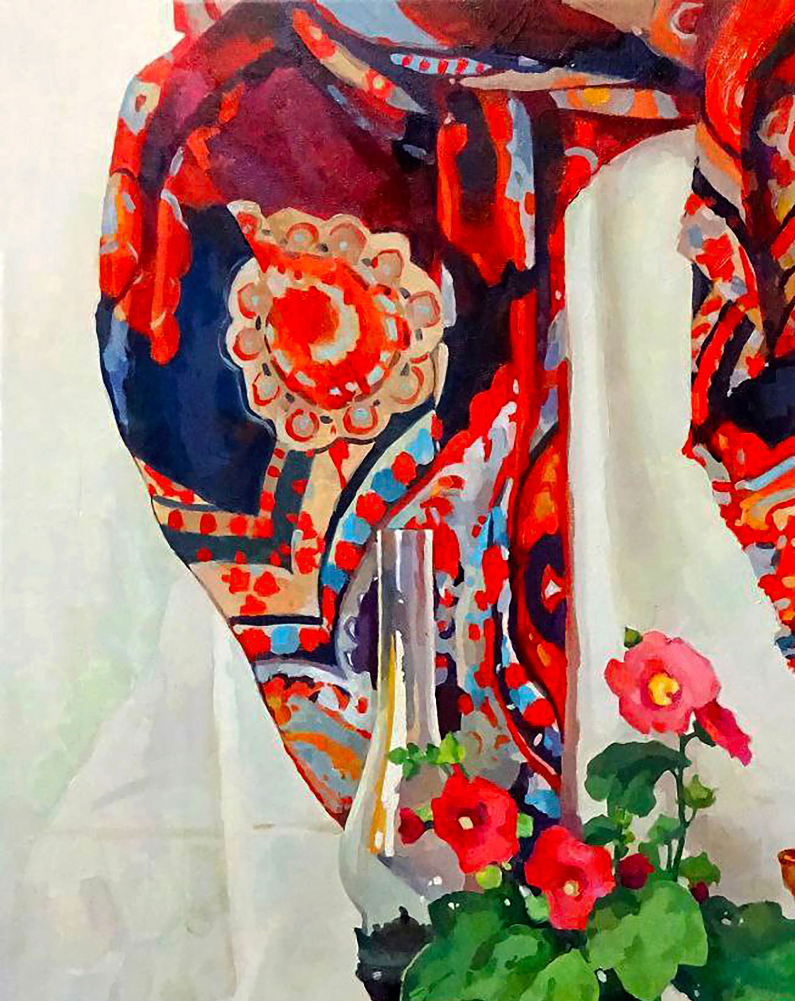 Oil painting Still life with hollyhocks Anastasia Yaroshevich - 2