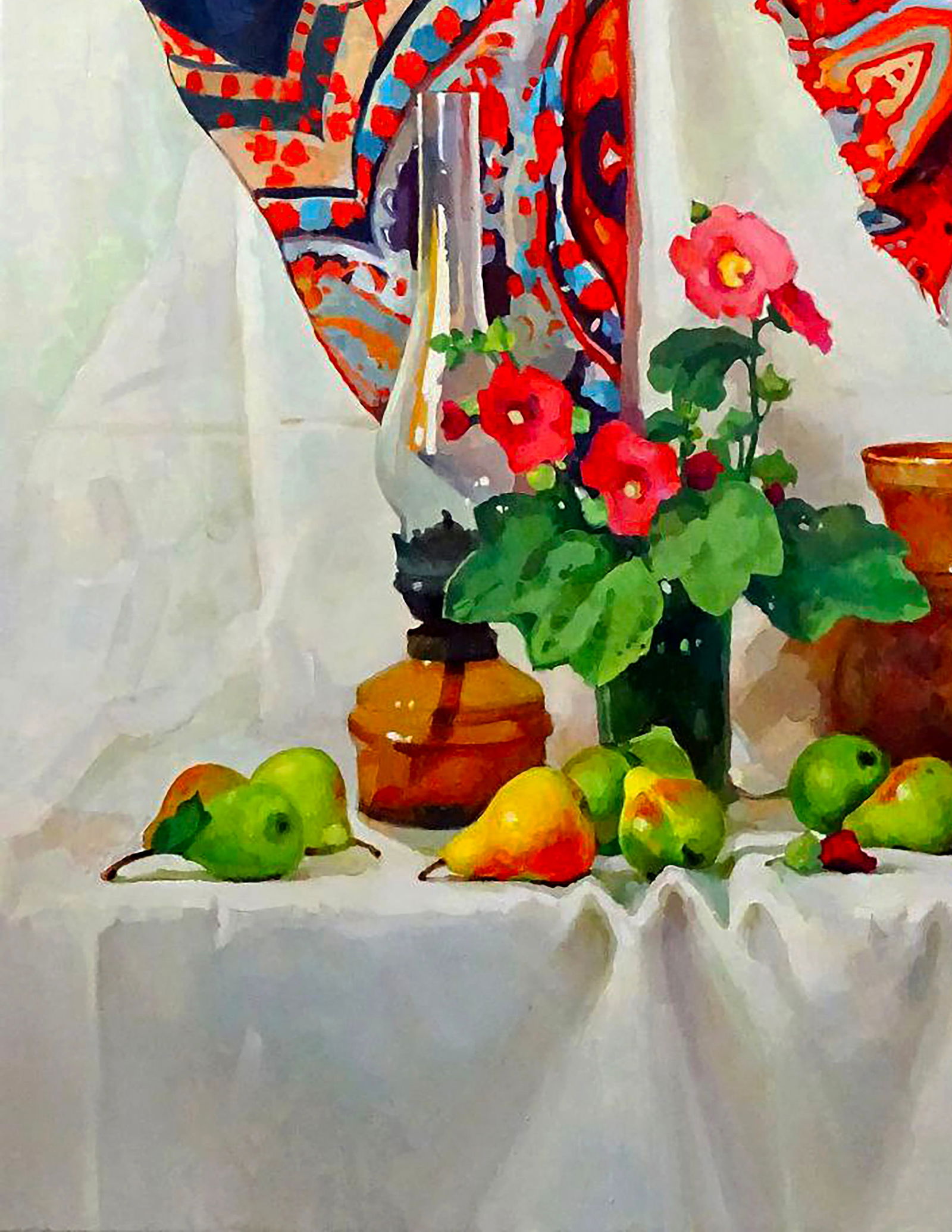 Oil painting Still life with hollyhocks Anastasia Yaroshevich - 4