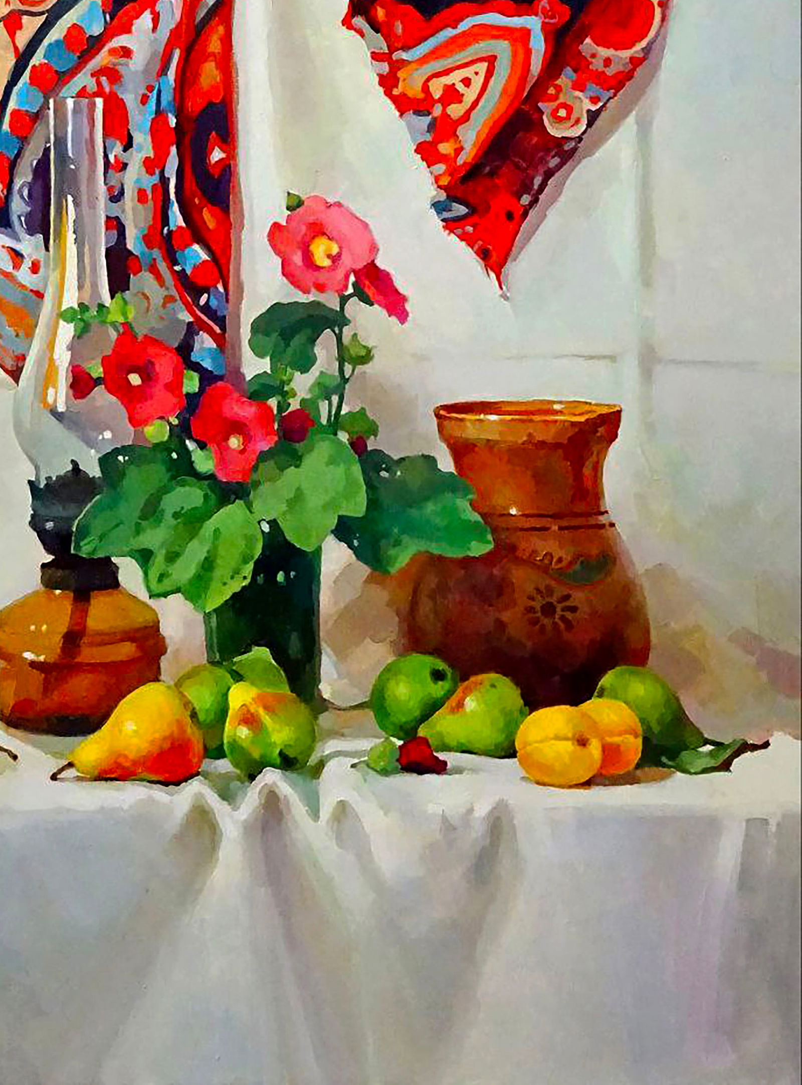 Oil painting Still life with hollyhocks Anastasia Yaroshevich - 5