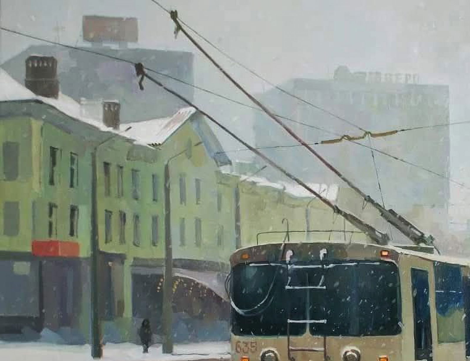 Oil painting City bus Anastasia Yaroshevich - 2