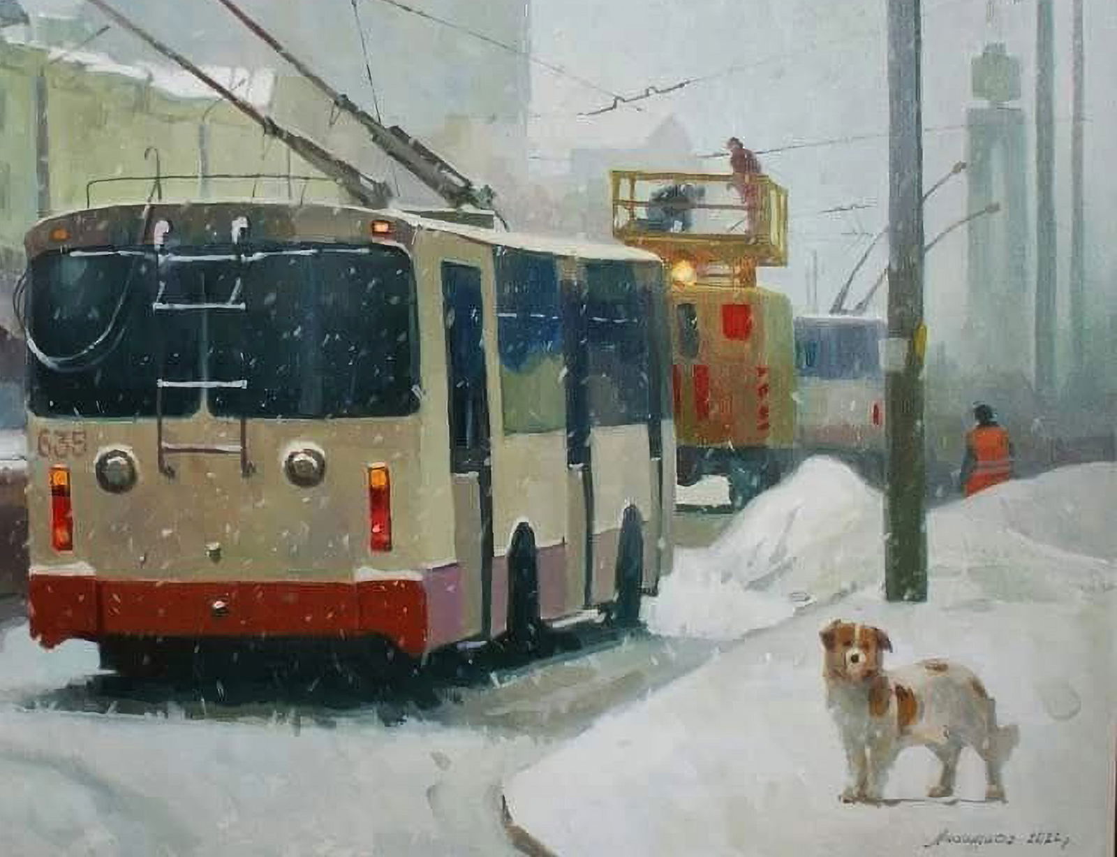 Oil painting City bus Anastasia Yaroshevich - 5