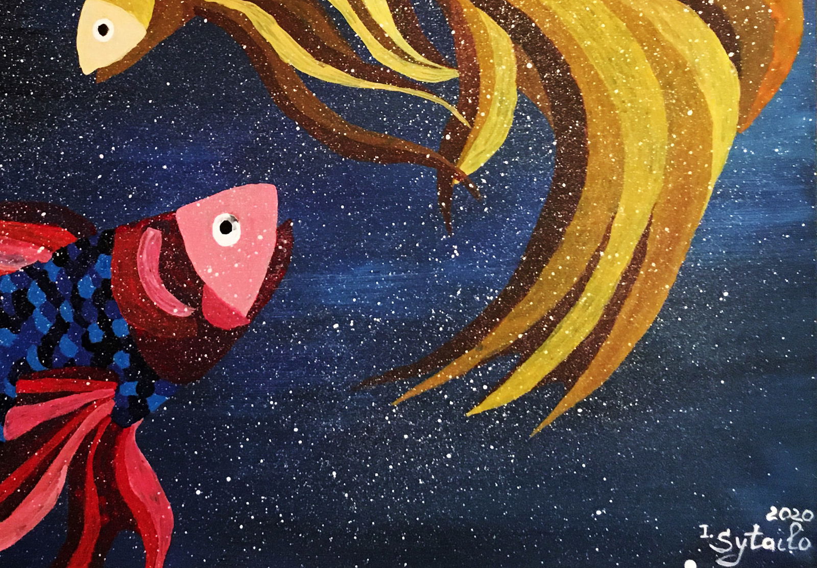 Acrylic painting Dance of Two Universes Irina Sitaylo: Title: Acrylic painting Dance of Two Universes Irina Sitaylo Description: 1SITA Painter: Irina Sitaylo Size: 60x80 cm/23.62x31.49 inches Components: acrylic, canvas Original painting CONDITION: excell