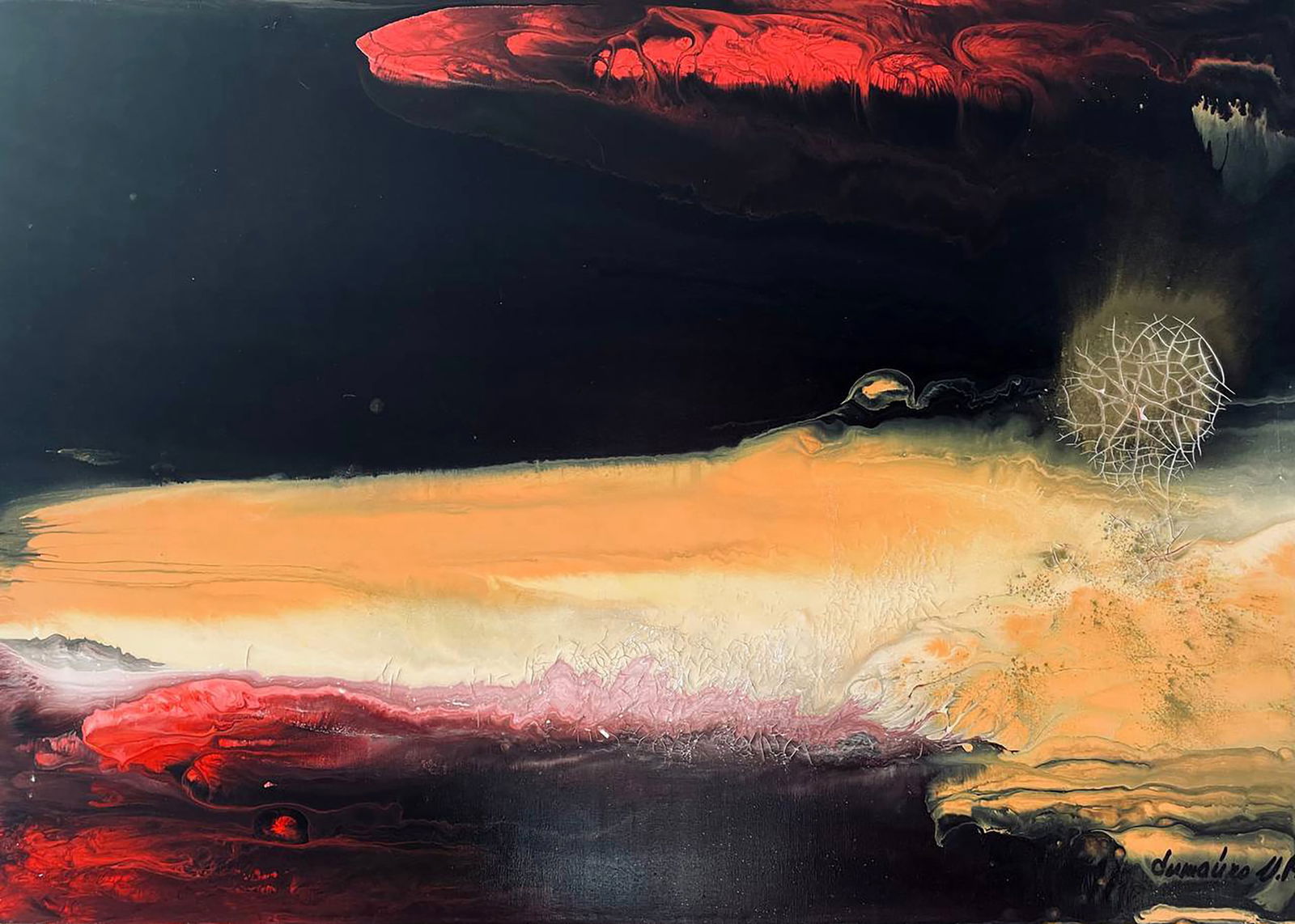 Acrylic painting On the Edge of Fire and Silence Irina Sitaylo (1 of 6)
