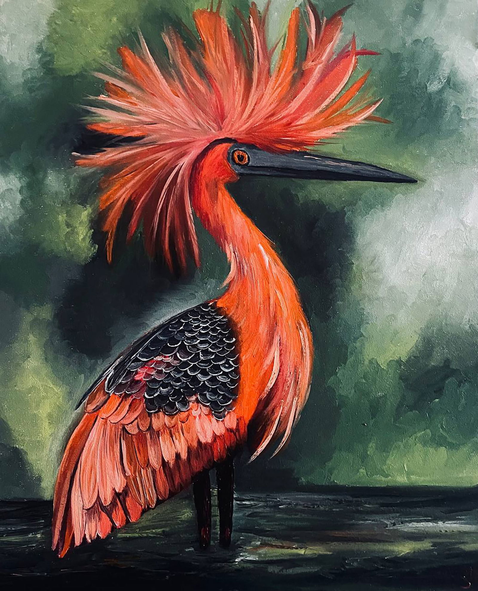 Oil painting Portrait of a Flame Bird Irina Sitaylo: Title: Oil painting Portrait of a Flame Bird Irina Sitaylo Description: 6SITA Painter: Irina Sitaylo Size: 50x70 cm/19.68x27.55 inches Components: oil, canvas Original painting CONDITION: excellent AR