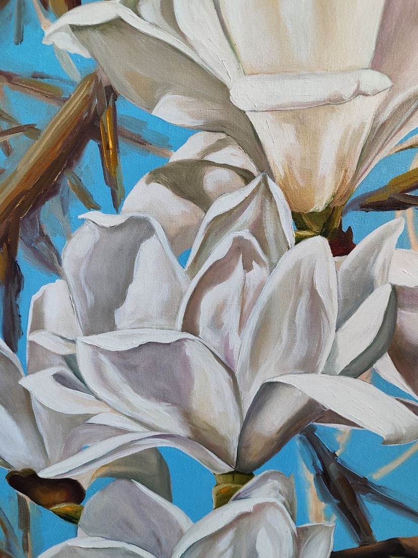 Oil painting White Magnolias Oksana Sklym - 4