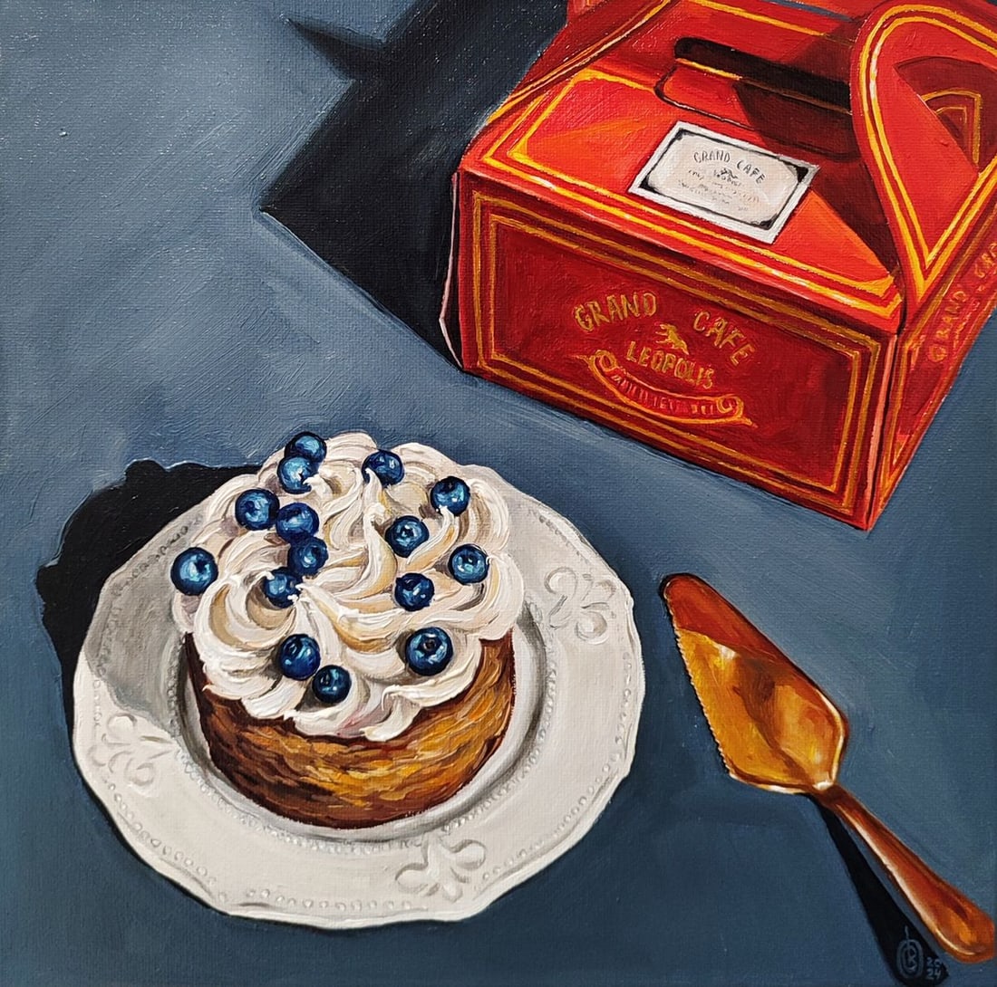 Oil painting Desert on the table Oksana Sklym: Title: Oil painting Desert on the table Oksana Sklym Description: 13SKLIM Painter: Oksana Sklym Size: 30x30 cm/11.81x11.81 inches Components: oil, canvas Original painting CONDITION: excellent ARTIST: