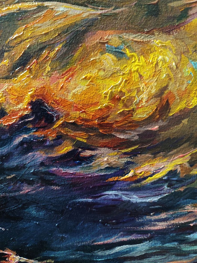 Acrylic painting Fiery daytime clouds Oksana Sklym - 7