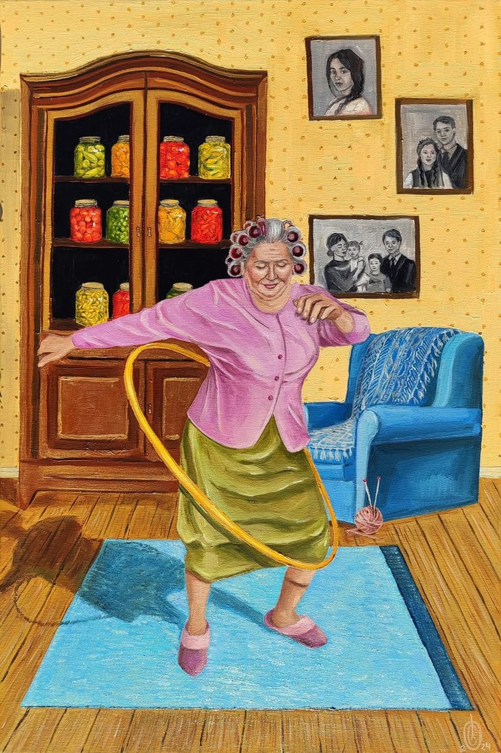 Oil painting Old age is a joy Oksana Sklym: Title: Oil painting Old age is a joy Oksana Sklym Description: 23SKLIM Painter: Oksana Sklym Size: 60x40 cm/23.62x15.74 inches Components: oil, canvas Original painting CONDITION: excellent ARTIST: Ok