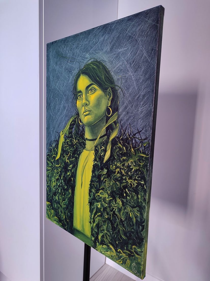 Oil painting Green portrait of a woman Oksana Sklym - 4