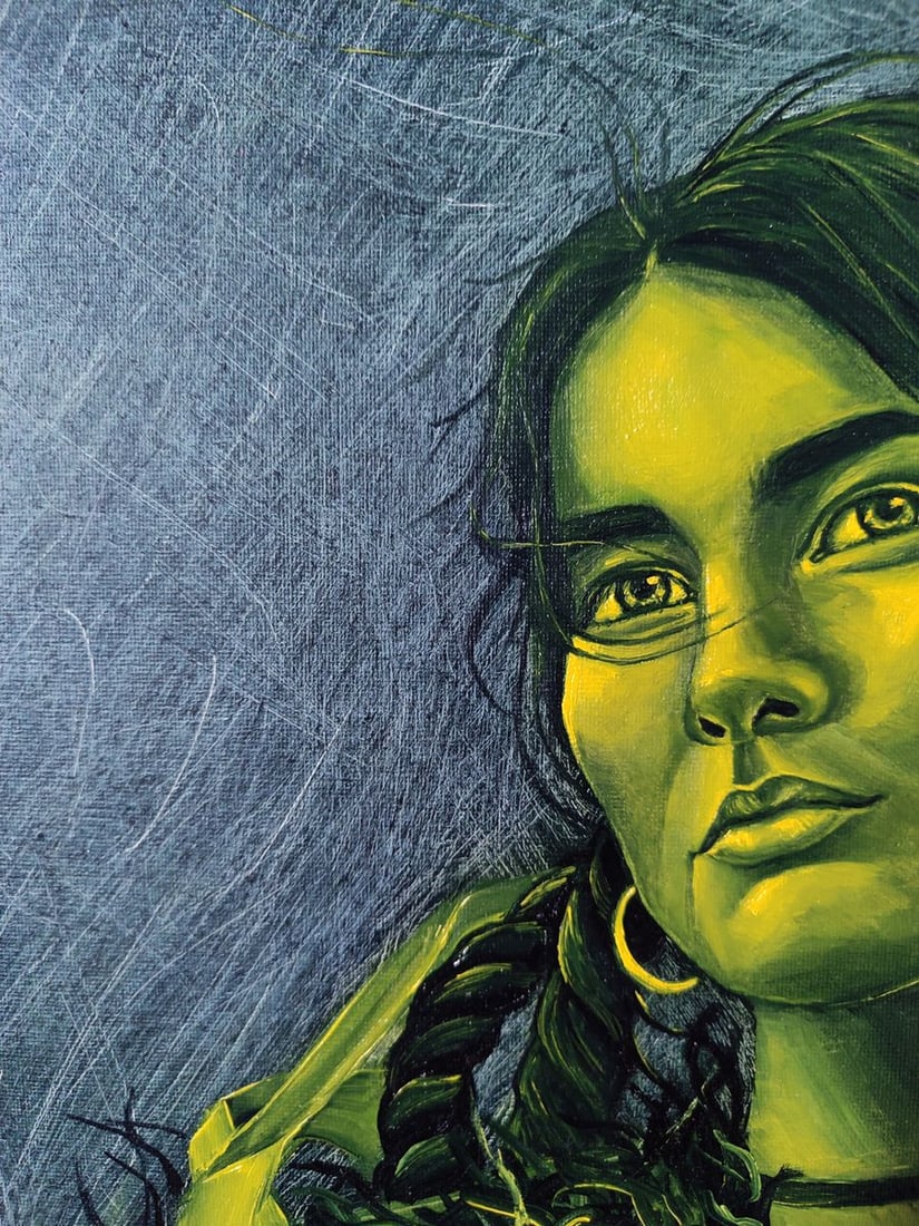 Oil painting Green portrait of a woman Oksana Sklym - 5