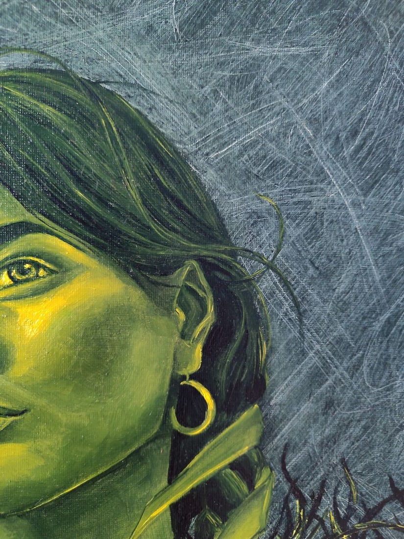 Oil painting Green portrait of a woman Oksana Sklym - 8
