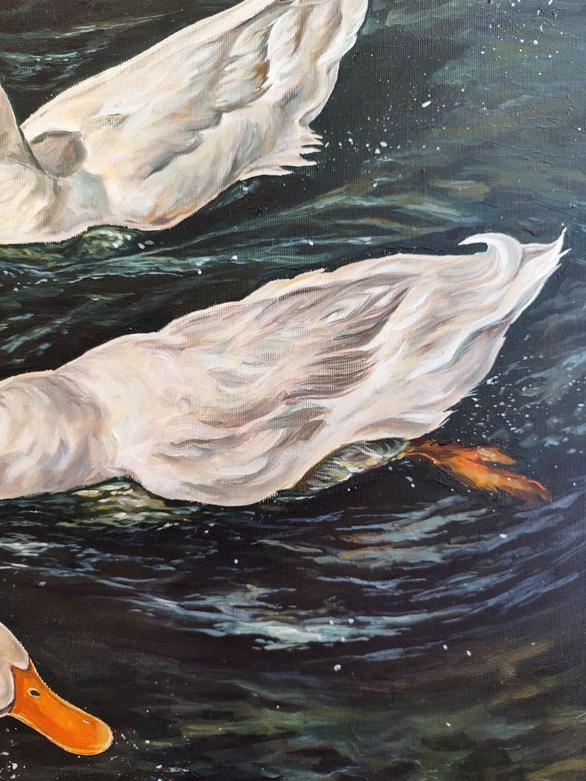 Oil painting Ducks are swimming in the lake Oksana Sklym - 4