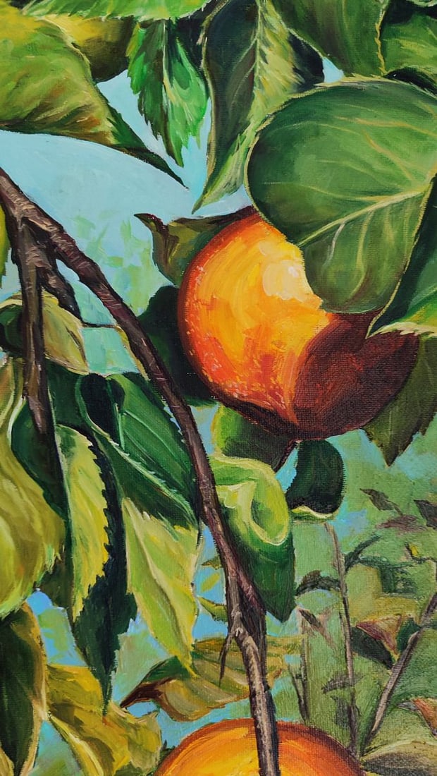 Oil painting Japanese pear on a tree Oksana Sklym - 4