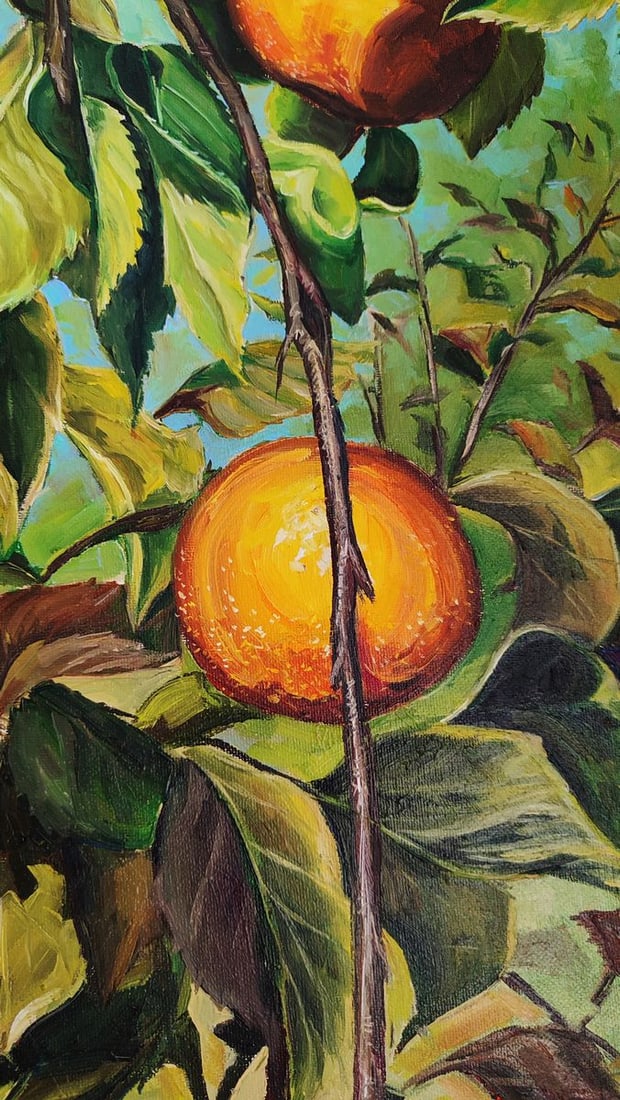 Oil painting Japanese pear on a tree Oksana Sklym - 8